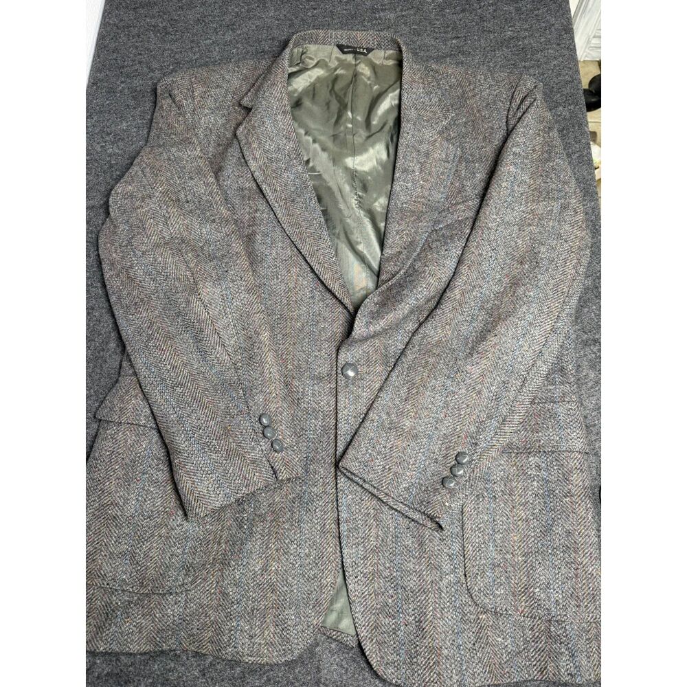 Cambridge Classics by Mervyns Men Wool Blazer Jacket Herringbone Tailored In USA